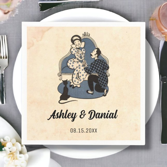 Vintage Retro Classic Old Romantic Rustic Wedding Napkin (Creator Uploaded)