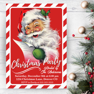 Vintage Retro Classic Santa Christmas Party Invitation
