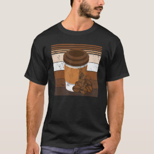 Vintage Retro Coffee Cup & Beans Cappuccino Espres T-Shirt