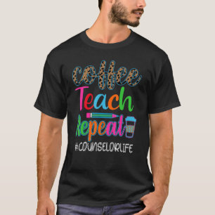 Vintage Retro Coffee Teach Repeat Counsellor Life T-Shirt