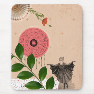 Vintage Retro Collage Pink Fun Unique Mouse Mat