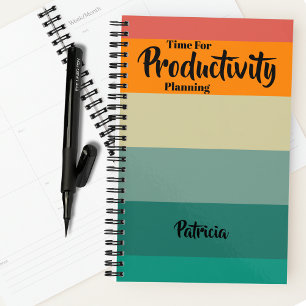 Vintage Retro Colour Stripe First Name Productivit Planner