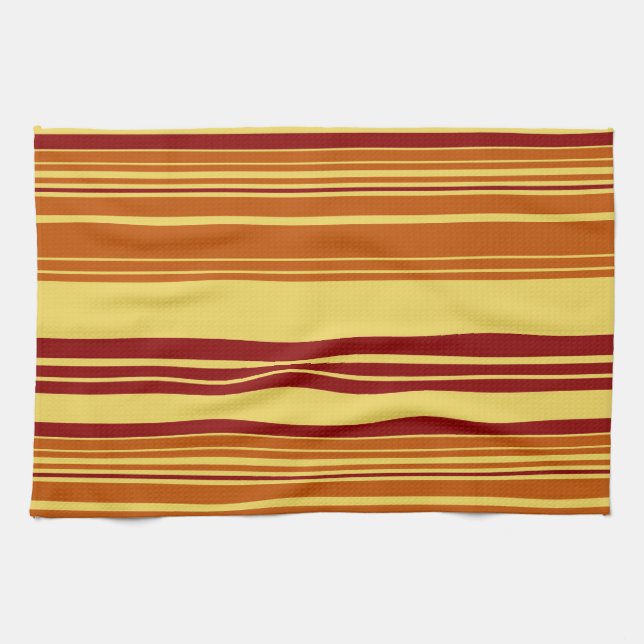 Vintage Retro Colourful Stripes Art Pattern Tea Towel (Horizontal)