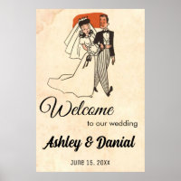 Vintage retro comic book rustic welcome wedding
