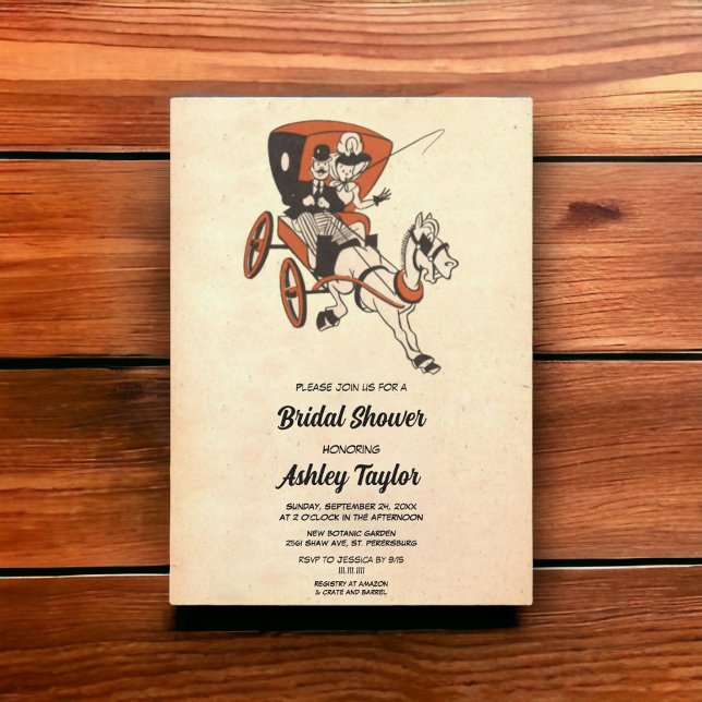 Vintage Retro Comic Couple Stylish Bridal Shower Invitation (Creator Uploaded)