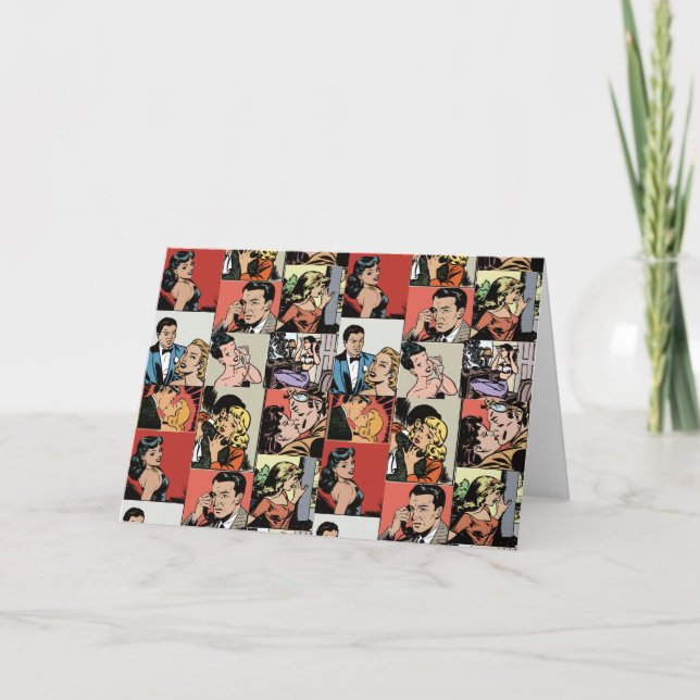 Vintage retro comic love story card (Front)