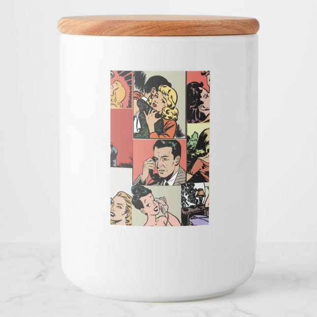 Vintage retro comic love story food label (Front)