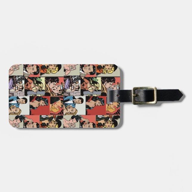 Vintage retro comic love story luggage tag (Front Horizontal)