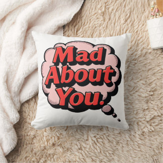 Vintage Retro Comic Pop Art "Mad About You" Though Cushion