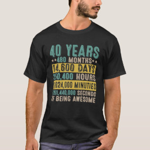 Vintage Retro Countdown 40 Years Old 40th Birthday T-Shirt