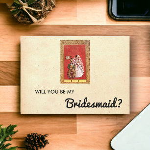Vintage Retro Couple Rustic Chic Bridesmaid Card