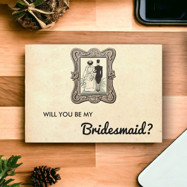 Vintage Retro Couple Stylish Chic Bridesmaid Card (Creator Uploaded)