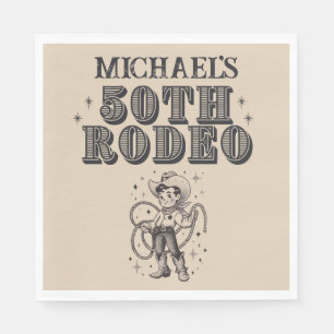 Vintage Retro Cowboy Rodeo 50th Birthday Party Napkin