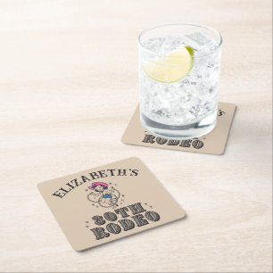 Vintage Retro Cowgirl 30th Birthday Party Square Paper Coaster