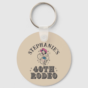 Vintage Retro Cowgirl 40th Birthday Party Key Ring