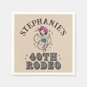 Vintage Retro Cowgirl 40th Birthday Party Napkin