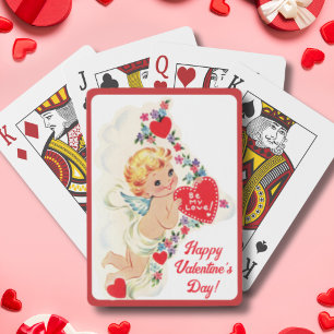 Vintage Retro Cupid Angel Custom Valentine's Day Playing Cards