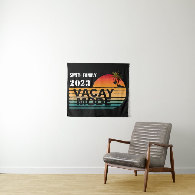 VINTAGE RETRO CUSTOM FAMILY VACAY MODE TAPESTRY (In Situ (Horizontal))