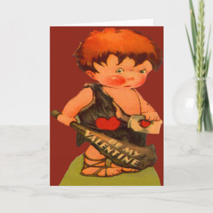 Vintage Retro Cute Caveman Valentine Card