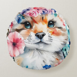 Vintage retro cute design for kids  round cushion