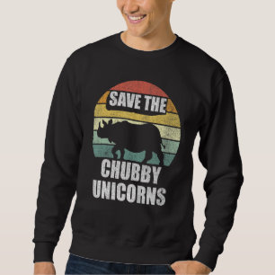 Vintage Retro Cute Rhino Lover Save The Chubby Uni Sweatshirt