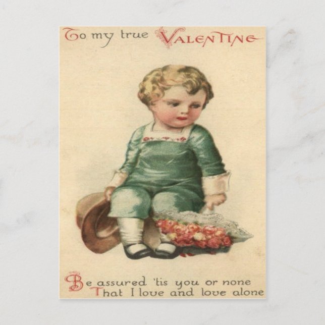 Vintage Retro Cute Victorian Baby Valentine Card (Front)