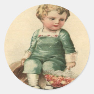 Vintage Retro Cute Victorian Baby Valentine Card Classic Round Sticker