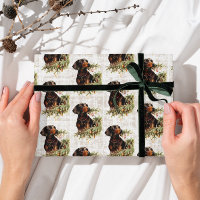 Vintage Retro Dachshund Dog Rustic Christmas