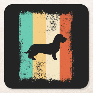 Vintage Retro Dachshund Wirehaired Square Paper Coaster