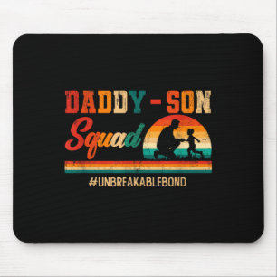 Vintage retro daddy son squad father's day family mouse mat