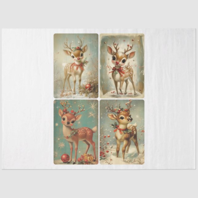 Vintage Retro Deer Tissue Paper (Front)