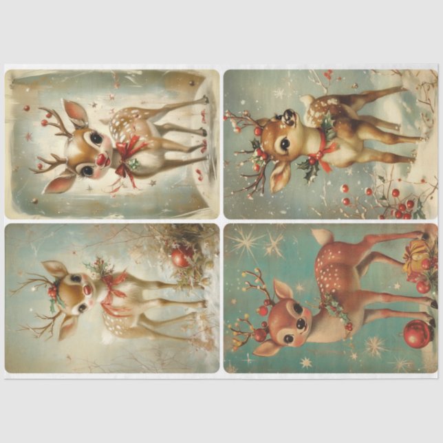 Vintage Retro Deer Tissue Paper (Front)