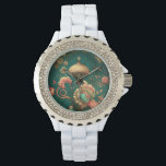 Vintage retro design floral green watch<br><div class="desc">Cute vintage retro colourful flowers lovely design for kids and for babies very sweet very beautiful for lot's of things. Baby shower gifts design that is good for both girls and boys babies baby bibs clothes baby clock baby blanket baby stuff baby accessories lovely for kids and baby's room decoration...</div>