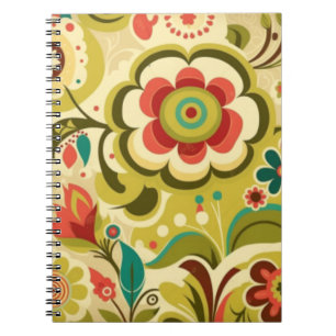 Vintage retro design floral light green notebook
