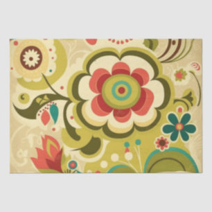 Vintage retro design floral light green tissue paper