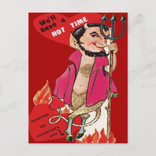 Vintage Retro Devil Valentine Card Uk