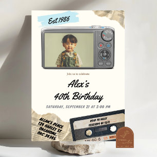 Vintage Retro Digital Camera Birthday Invitation