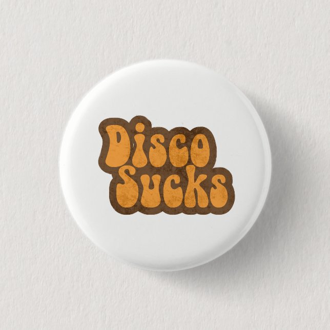 Vintage Retro Disco Sucks Distressed 70s Music Pin (Front)