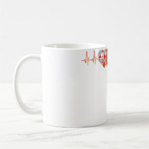 Vintage Retro Distressed Heartbeat Crochet Knittin Coffee Mug