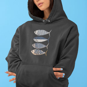 Vintage Retro Distressed Sardine,Custom Fisherman Hoodie