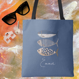 Vintage Retro Distressed Sardine,Custom Fisherman Tote Bag
