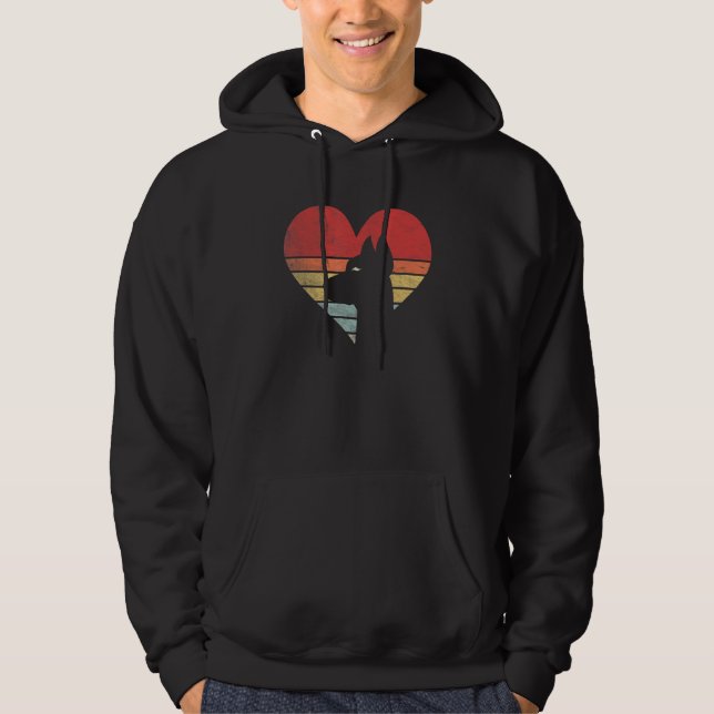 Vintage Retro Doberman Heart Silhouette Valentine' Hoodie (Front)