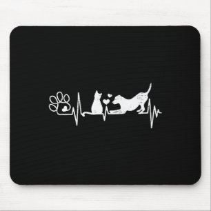 Vintage Retro Dog And Cat Heartbeat Funny Mouse Mat