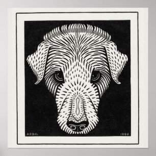 Vintage Retro Dog Head Julie de Graag Poster