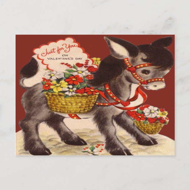 Vintage Retro Donkey Valentine Card (Front)