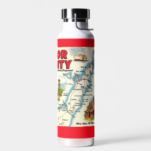 Vintage Retro Door County Map Water Bottle