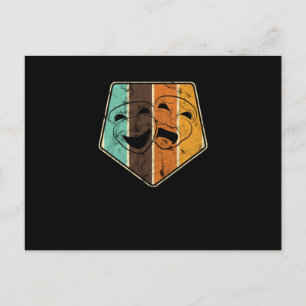 Vintage Retro Drama Masks Theater Musical Holiday Postcard