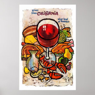 Vintage Retro Drinks Wine Champagne Food Party Poster