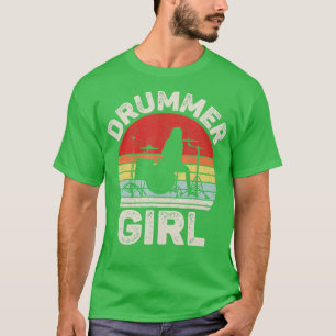 Vintage Retro Drummer Girl  Drummer Gifts  T-Shirt