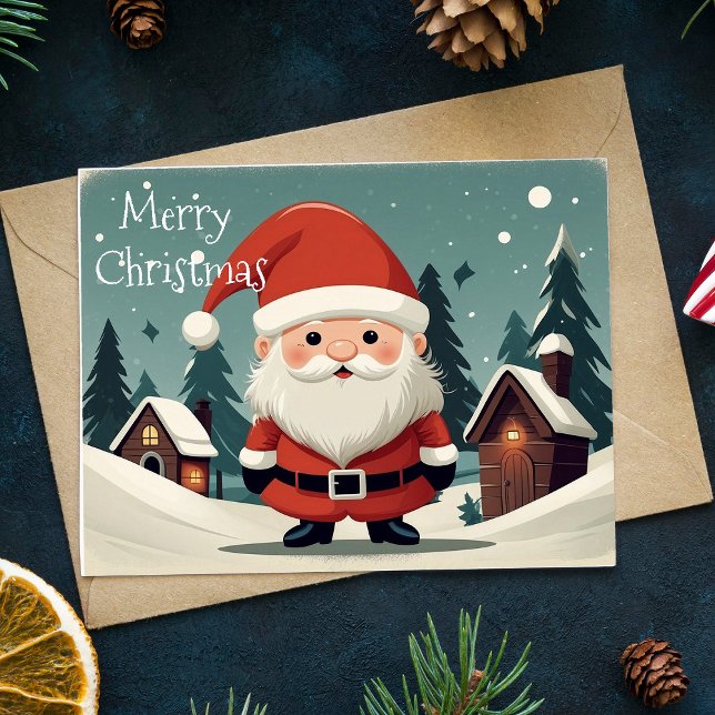 Vintage Retro Dwarf Santa Christmas Folded  Holiday Card (Creator Uploaded)